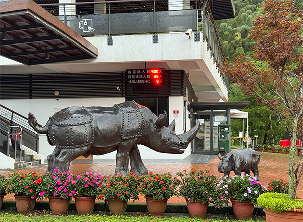 施力仁《犀牛家族》於遊客中心迎接到訪旅人及返鄉遊子