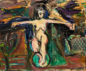 Koso Sato 佐藤公聰｜Circus Practising 馬戲團的練習｜Oil on canvas｜53 × 45.5 cm｜1996