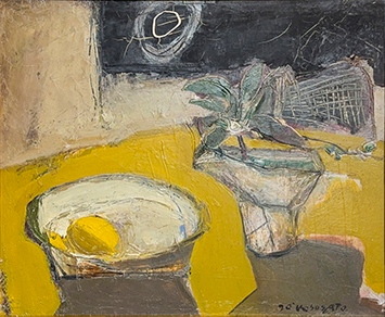 Koso Sato 佐藤公聰｜Moon and Still Life 月與靜物｜Oil on canvas｜37 × 44 cm｜2000