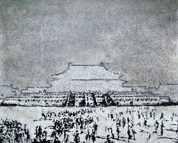 Jeong Jin-Yong 鄭真蓉｜Vestige, a Square｜Acrylic gouache and crystal bead on canvas｜162 × 130 cm｜2008